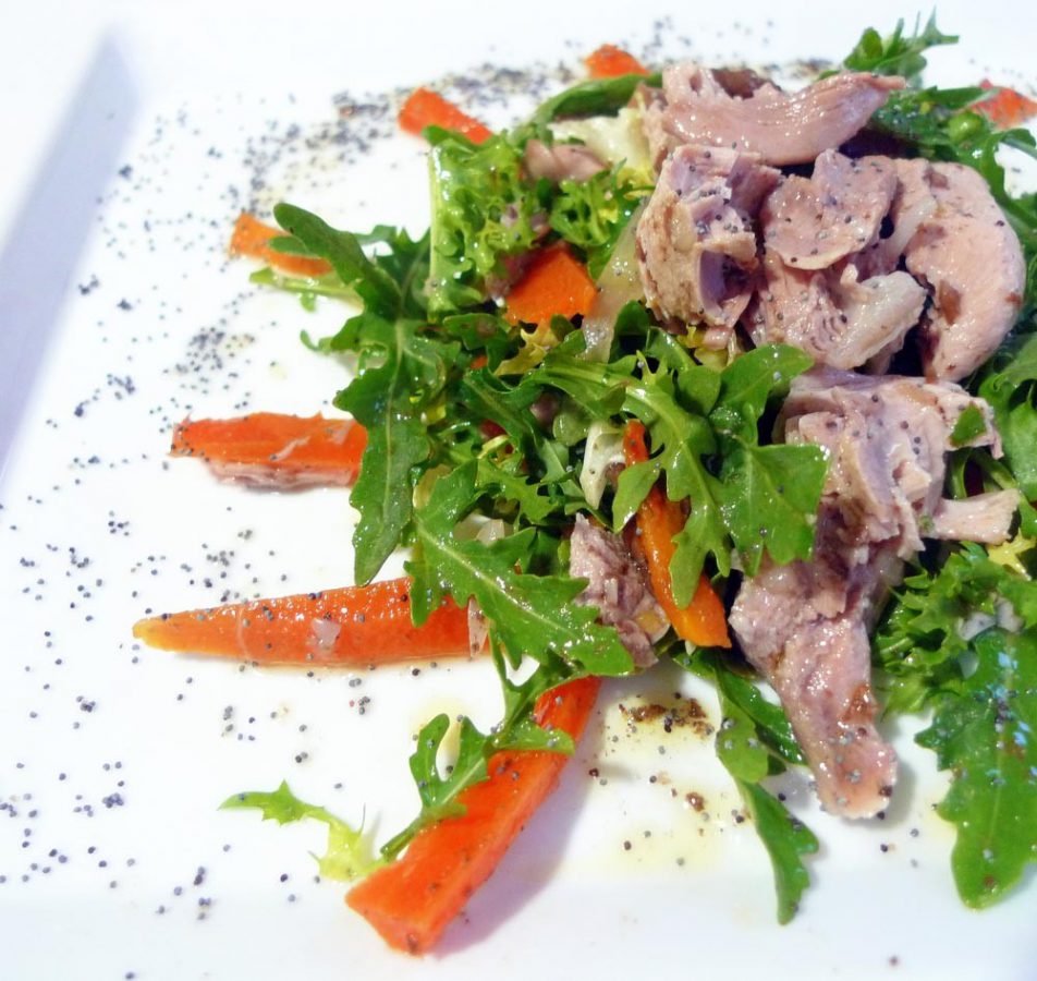 Receta de Ensalada de rucula y pavo estofado