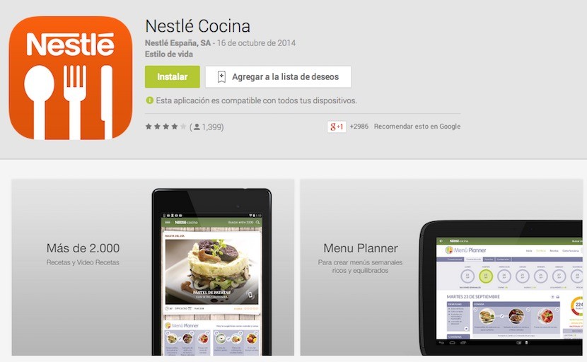 Nestlé Cocina, app con miles de recetas gratuitas