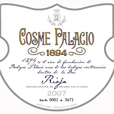 Cosme Palacio etiqueta