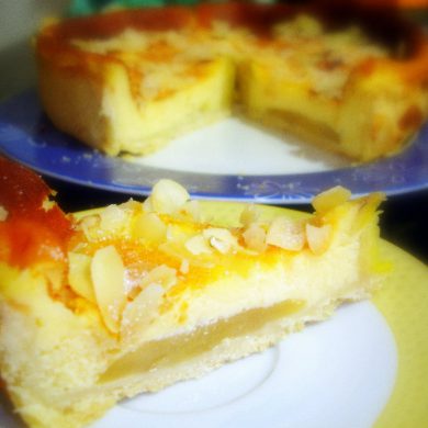 Tarta de frutas con queso de cabra