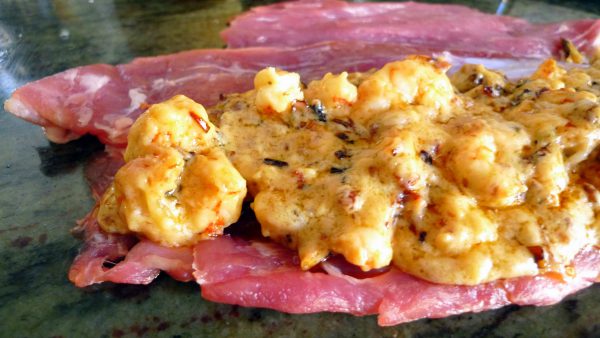 Solomillo de cerdo relleno de langostinos