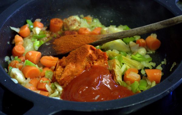 Sofrito de verduras y sobrasada