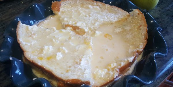 Pudin de Roscón de Reyes con manzanas reinetas