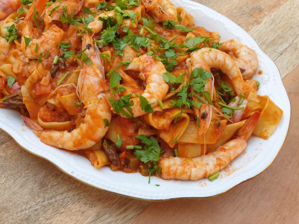 pappardelle con langostinos